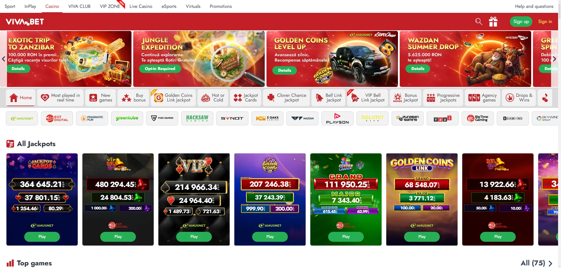 Tragamonedas en VIVABET Casino con alto RTP y volatilidad variable